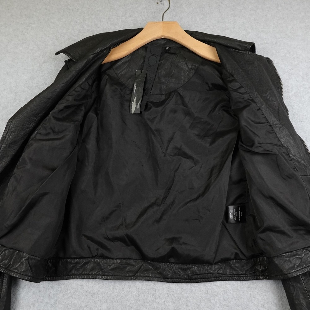 JOES Sheep Leather Jacket Black Biker Moto Zippered Women's Small Cropped Punk - Picture 6 of 16